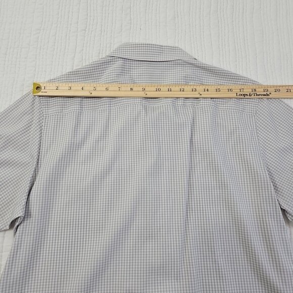 Calvin Klein Two Pocket Shirt Men's L Grey & White Checked Short Sleeve EUC LN - Picture 11 of 14
